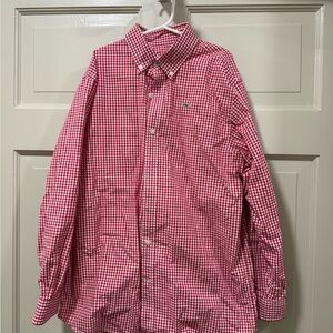 Red and white gingham button down
